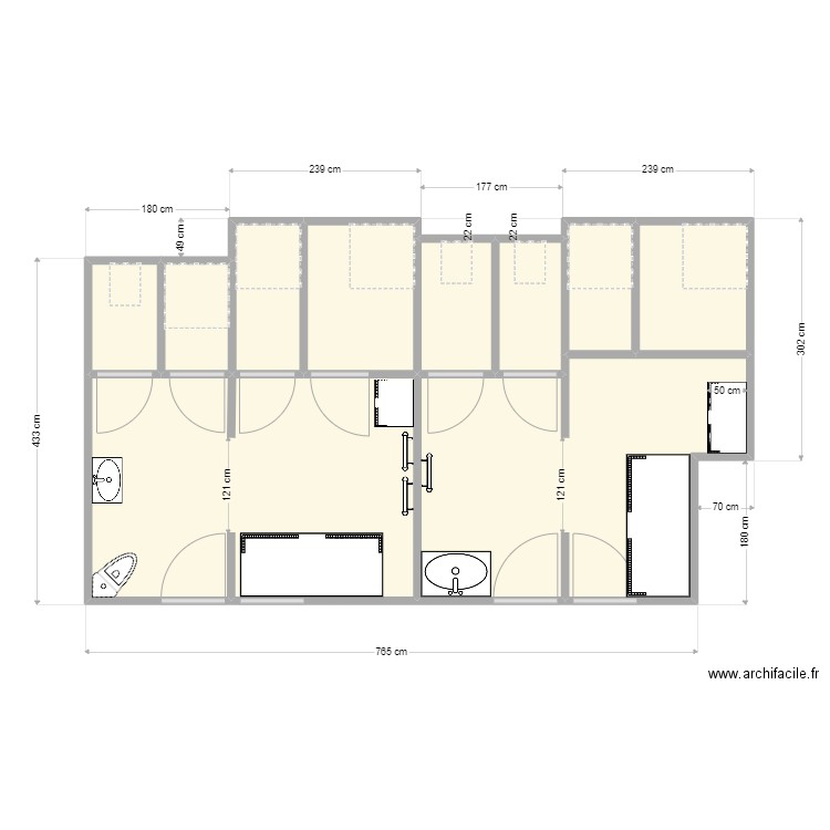 Salle WC Douche. Plan de 0 pièce et 0 m2
