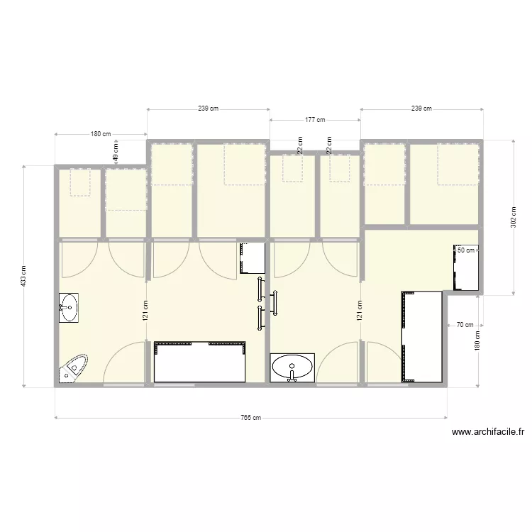 Salle WC Douche. Plan de 