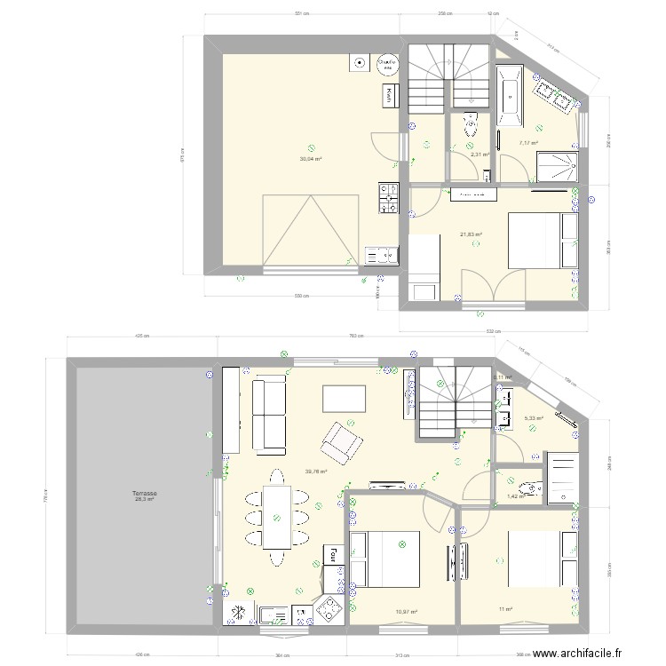 Ronces 2. Plan de 11 pièces et 158 m2