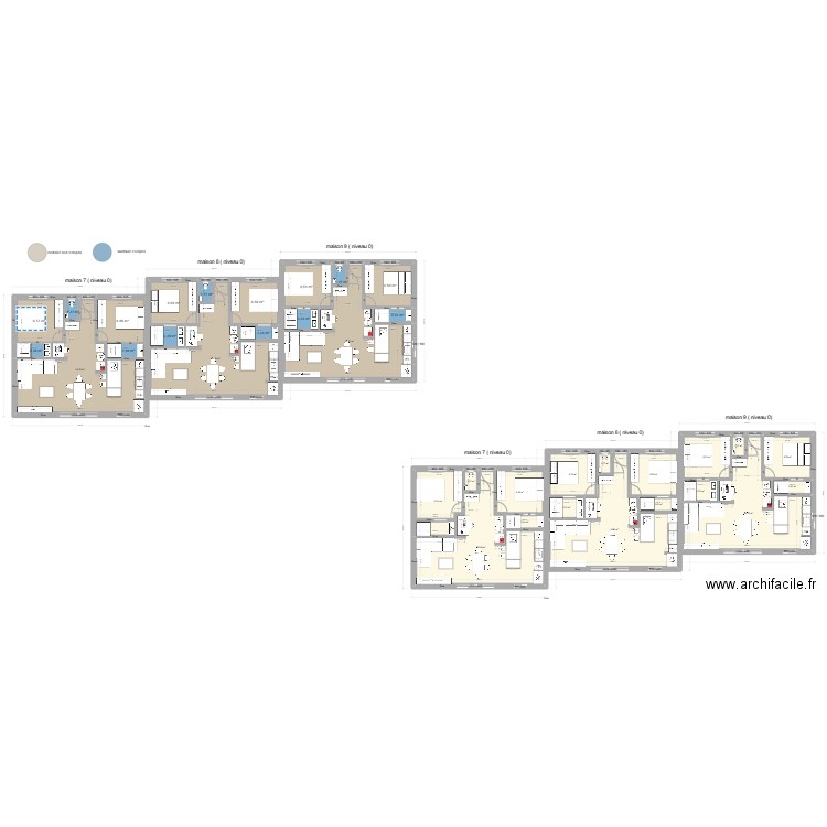 maison piscine. Plan de 18 pièces et 199 m2