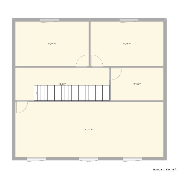 R+1. Plan de 5 pièces et 102 m2