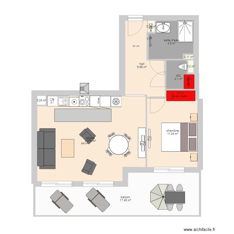 appartement montille 8 placards. Plan de 0 pièce et 0 m2