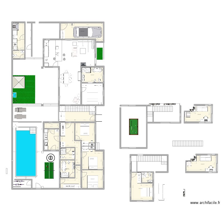 001. Plan de 14 pièces et 167 m2