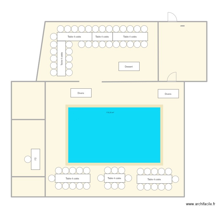 PACS. Plan de 5 pièces et 231 m2