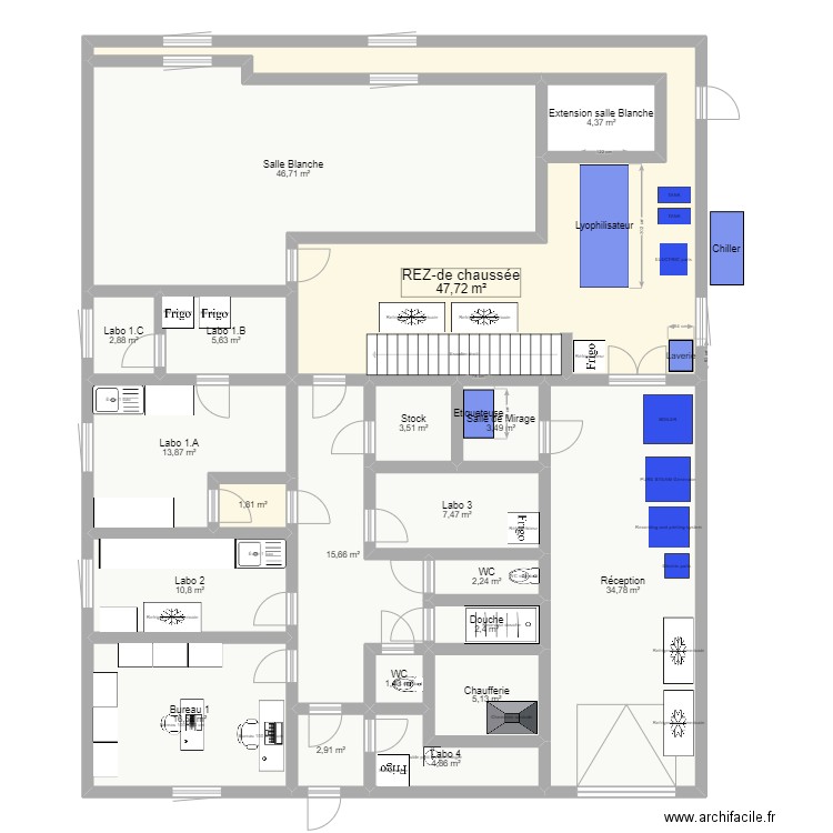 20230810 Reprobiol Ouffet niveau 0 Projet Lyo Filling . Plan de 0 pièce et 0 m2