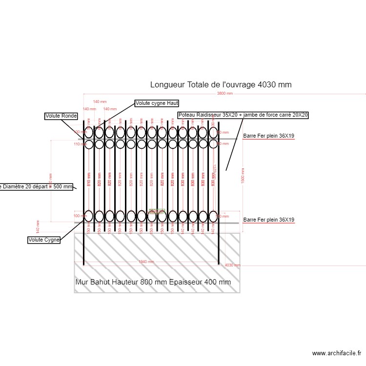 Plan Grille Mitoyenne. Plan de 0 pièce et 0 m2