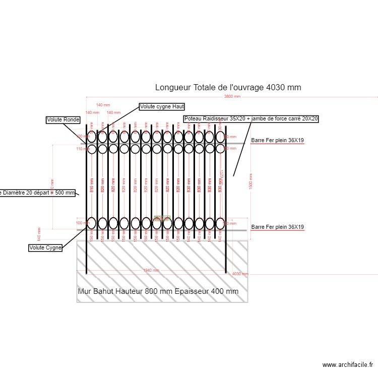 Plan Grille Mitoyenne. Plan de 0 pièce et 0 m2