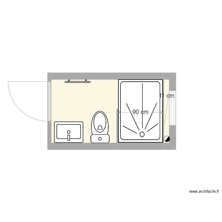 VARACHE - Plan SdB. Plan de 2 pièces et 3 m2