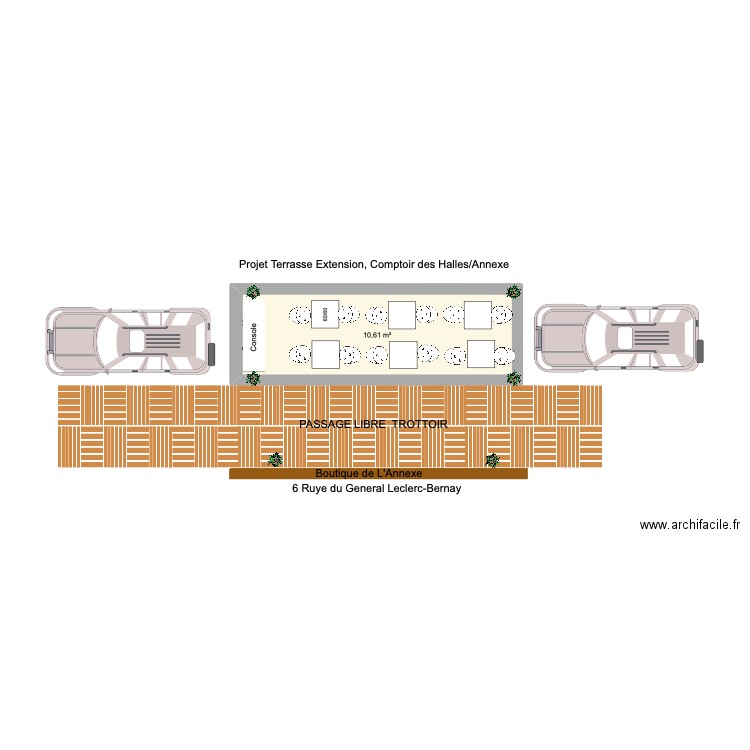 terrasse Annexe. Plan de 1 pièce et 11 m2