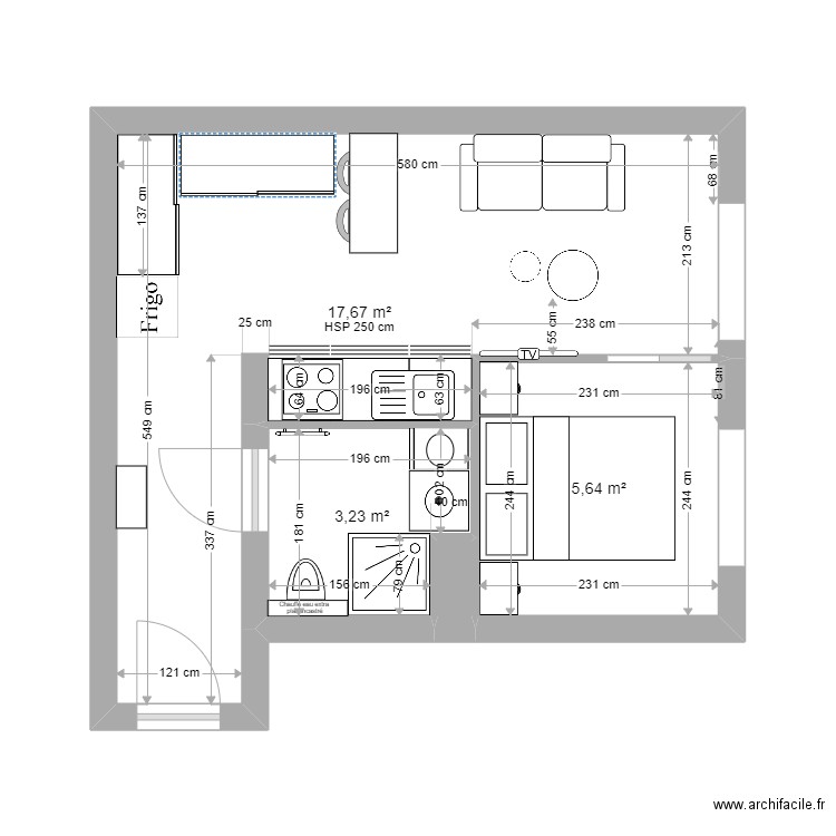 Briard plan renové 2. Plan de 4 pièces et 27 m2