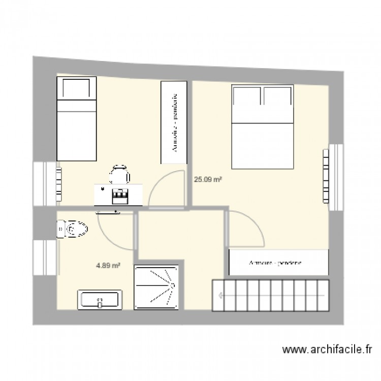 Anatole France 5ème étage duplex 2 aménagé alternative 2. Plan de 0 pièce et 0 m2