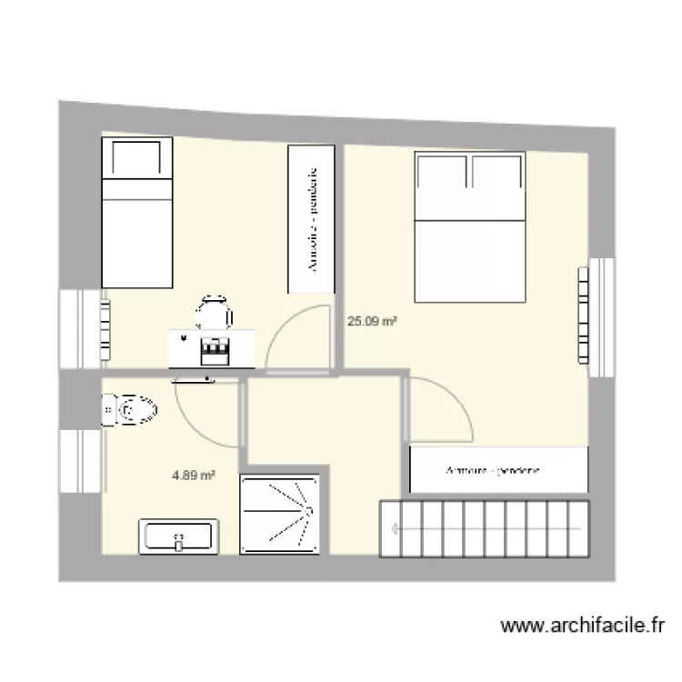 Anatole France 5ème étage duplex 2 aménagé alternative 2. Plan de Anatole France 5ème étage duplex 2 aménagé alternative 2. Plan de