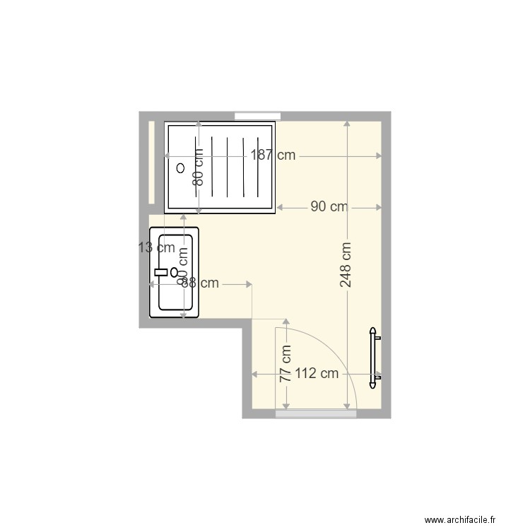 SDB NAVIERE mesure. Plan de 0 pièce et 0 m2