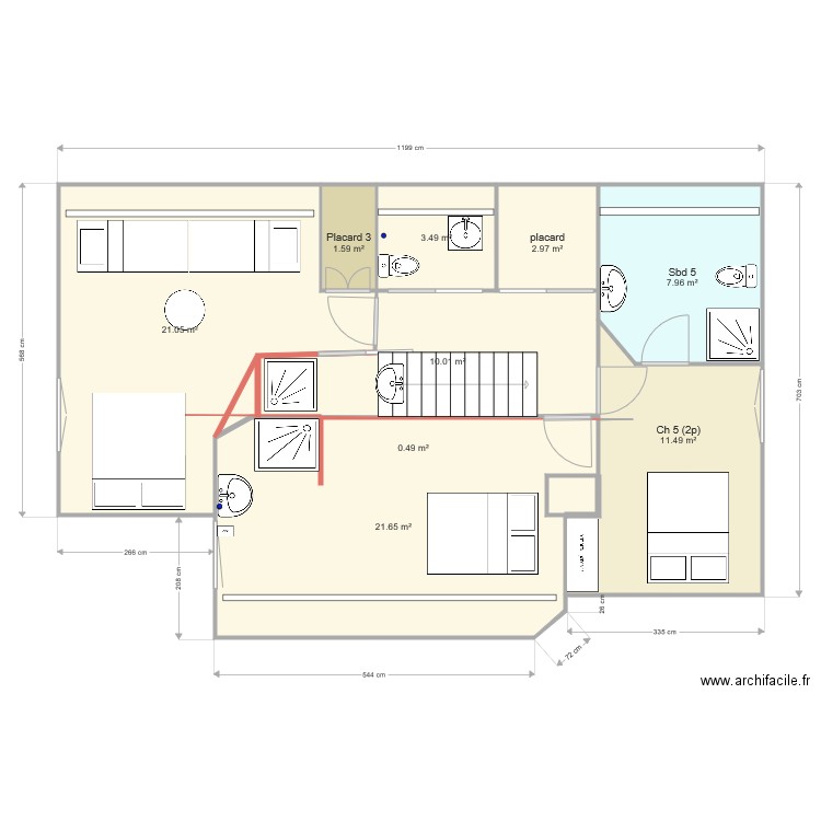 Madeleine 1er etage option 2. Plan de 0 pièce et 0 m2