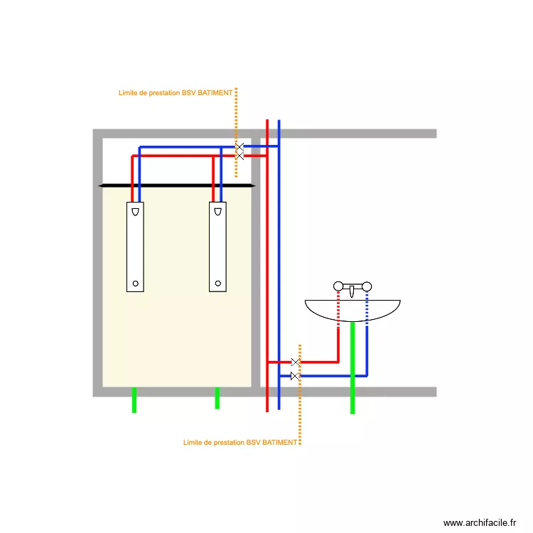 COUPE PLOMBERIE CASERNE BESSIERES PARIS 17. Plan de 
