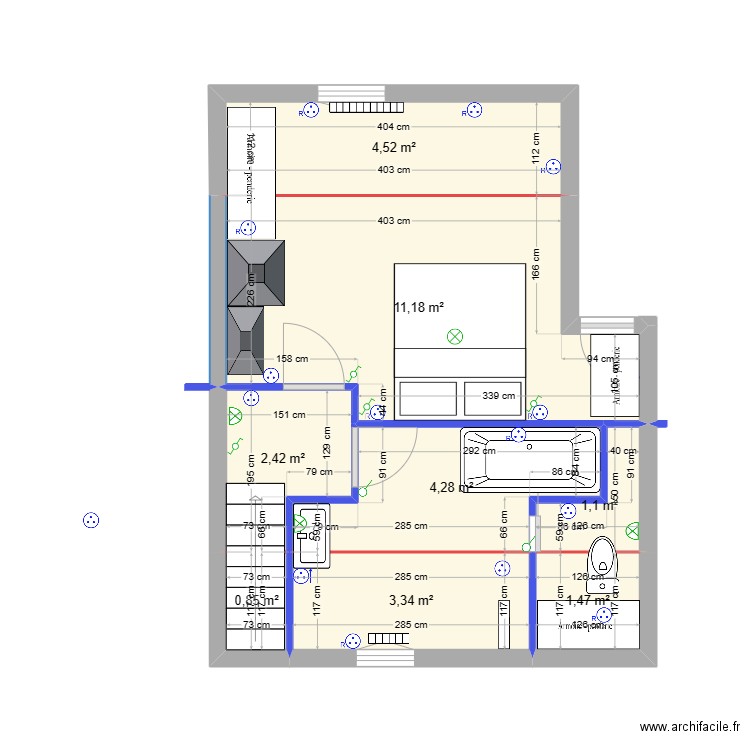 ETAGE DIEPPE grenier. Plan de 8 pièces et 29 m2