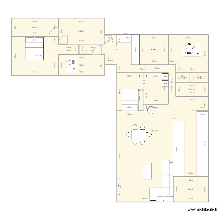 tresses3. Plan de 12 pièces et 158 m2