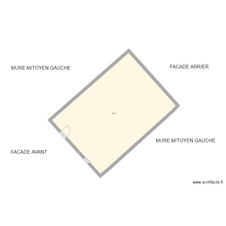 AMRAM . Plan de 1 pièce et 64 m2