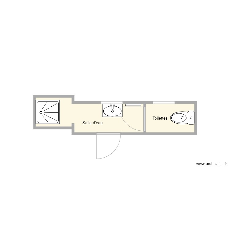 Plan avant travaux guillou. Plan de 2 pièces et 4 m2