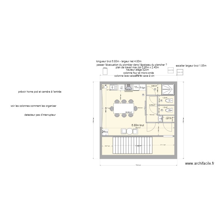 plan cuisine et wc MVO - v2. Plan de 7 pièces et 43 m2