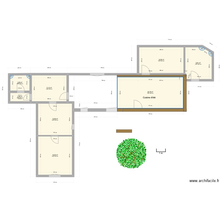 Crespillon extension masse proj. Plan de 9 pièces et 123 m2