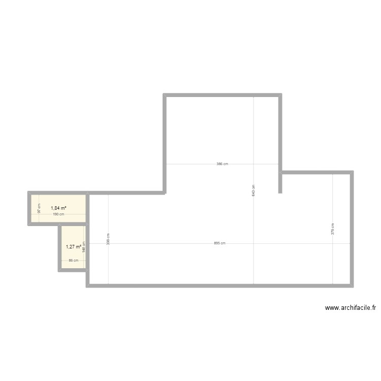 salon. Plan de 2 pièces et 3 m2