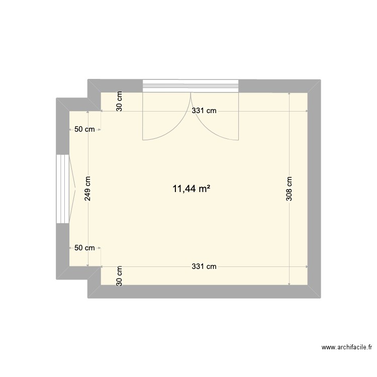 Bureau. Plan de 1 pièce et 11 m2