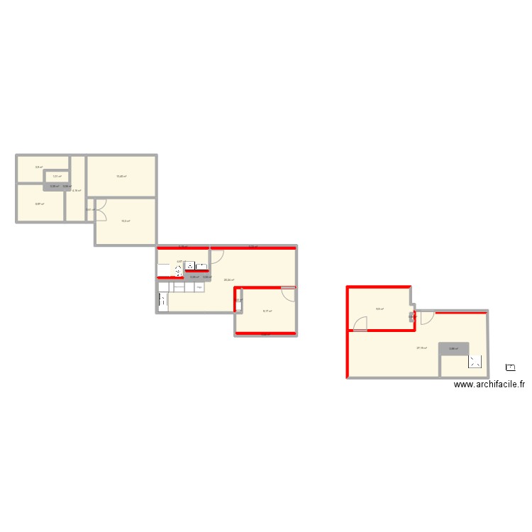 fde. Plan de 24 pièces et 111 m2