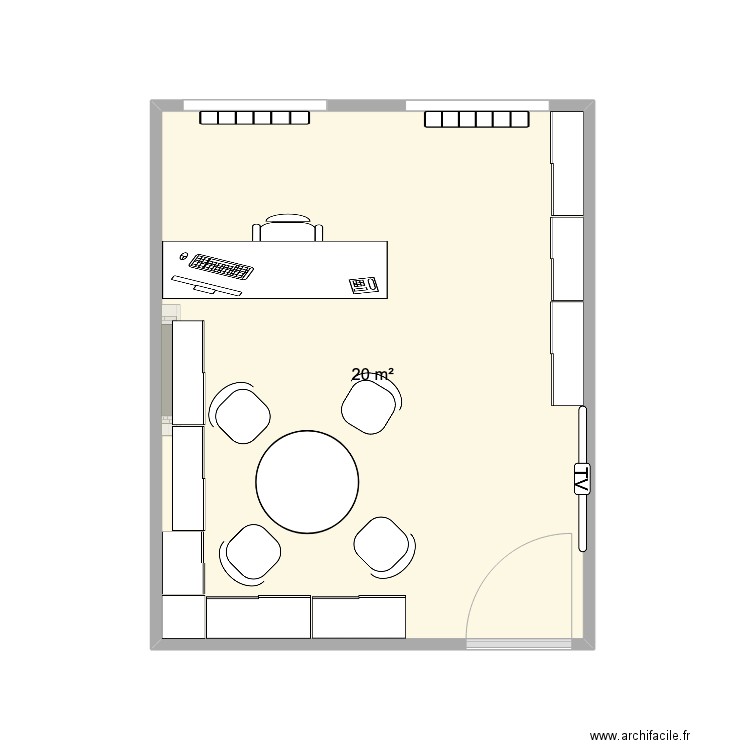 bureau Marc. Plan de 1 pièce et 20 m2