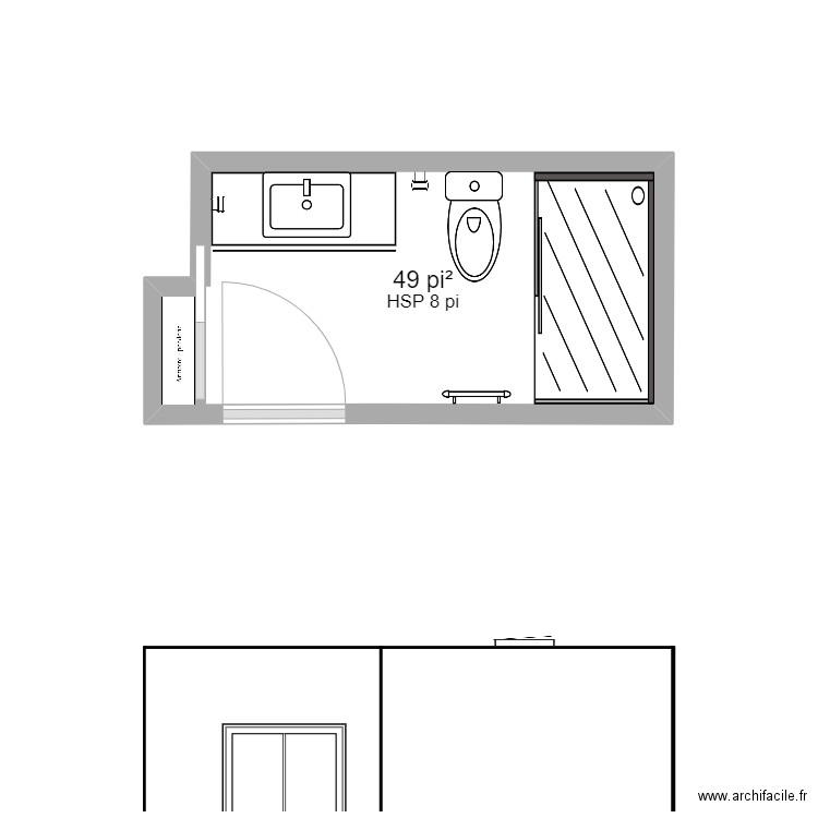 salle de bain louise. Plan de 1 pièce et 5 m2