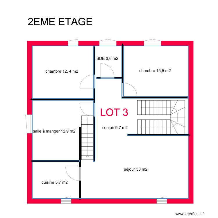 2eme étage HMM KEES. Plan de 1 pièce et 81 m2