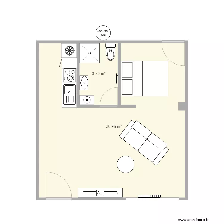 studio 35m2 n3. Plan de 