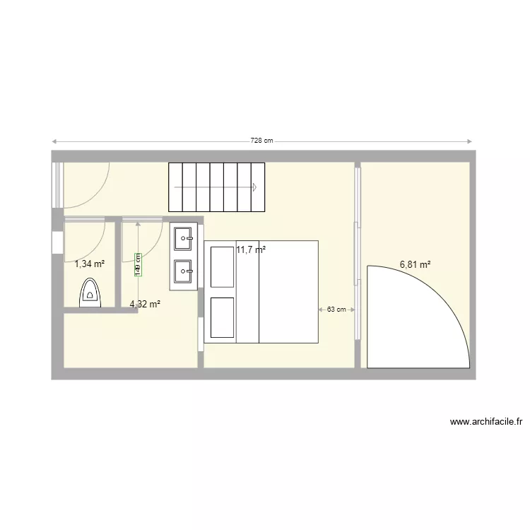 studio 2p. Plan de 