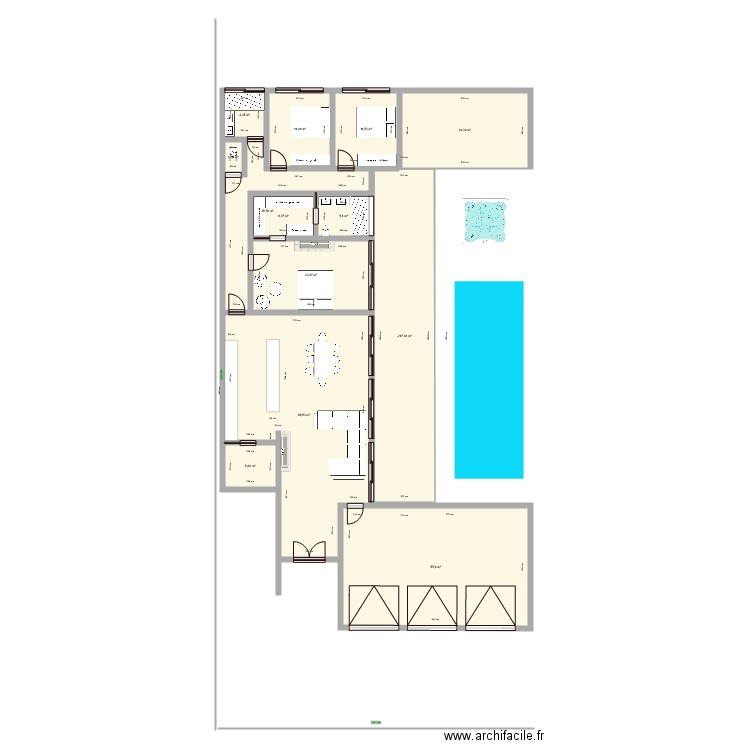 villa en longueur. Plan de 0 pièce et 0 m2