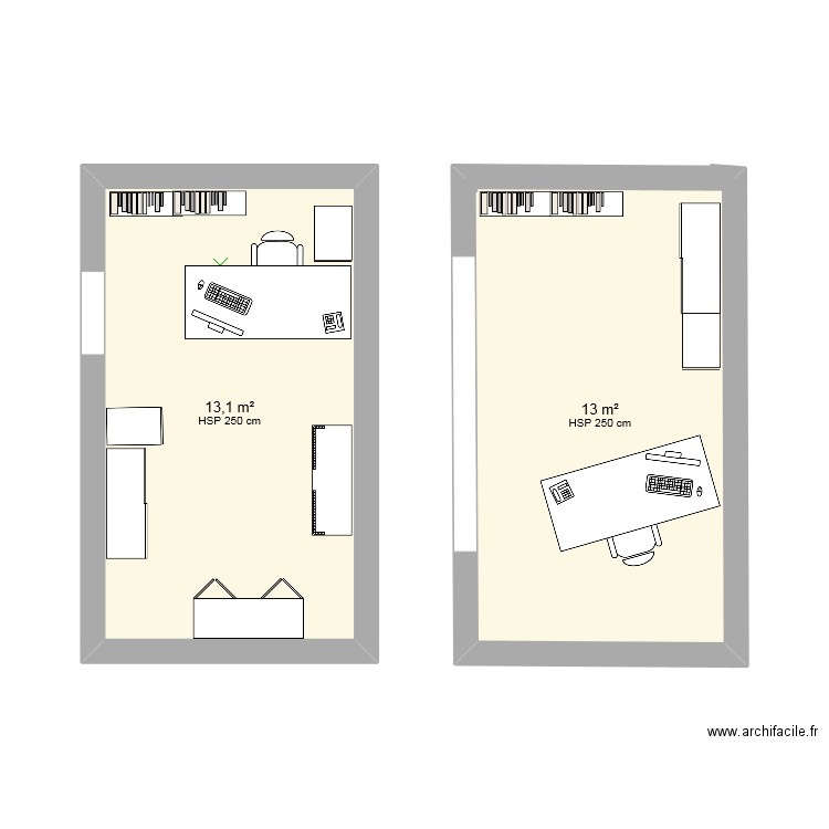 bureau03/01/2023. Plan de 2 pièces et 26 m2