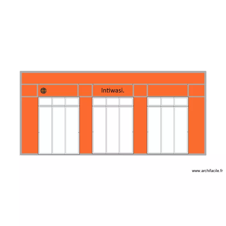 Facade intiwasi existant. Plan de 9  et 34 m²