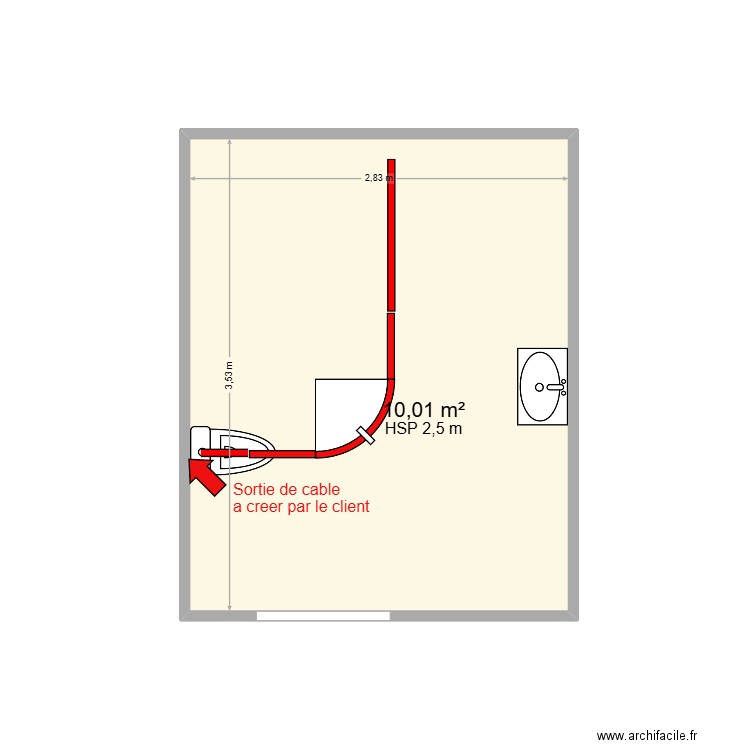 ADIMC WC. Plan de 1 pièce et 10 m2
