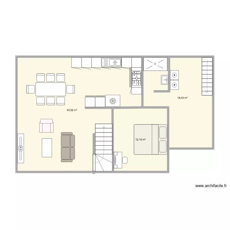 Maison 2. Plan de 3 et 74 m² Maison 2. Plan de 3 et 74 m²