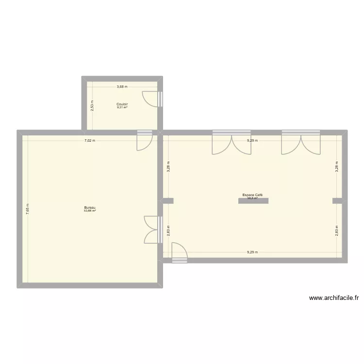 restosy. Plan de 3  et 122 m²