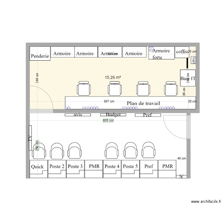 Marseille RW. Plan de 1 pièce et 15 m2