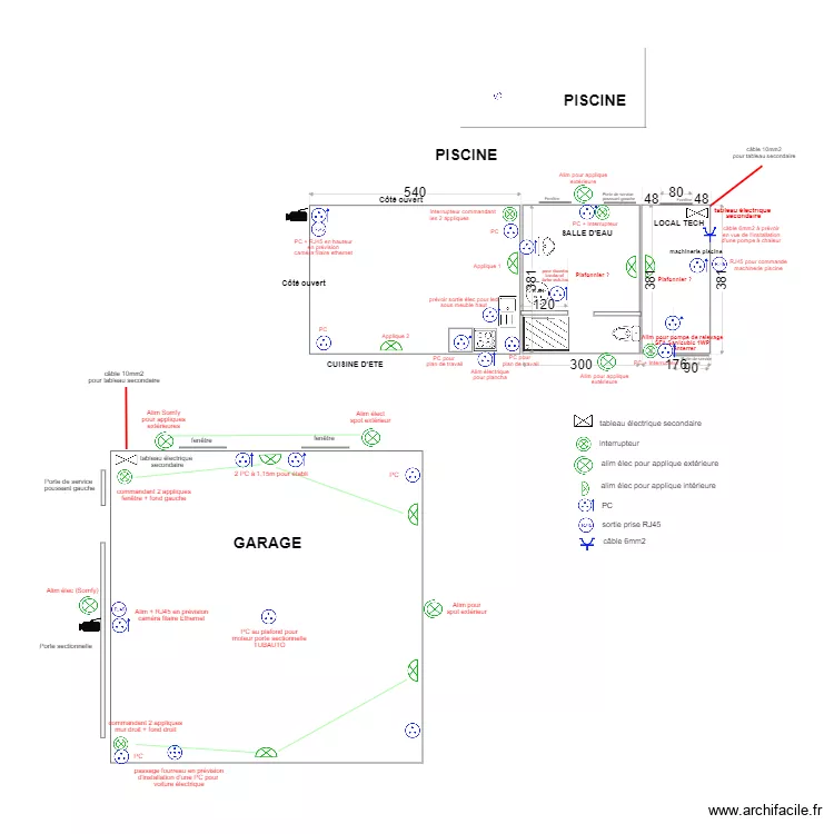 POOL HOUSE &eacute;lectricit&eacute; v4. Plan de 