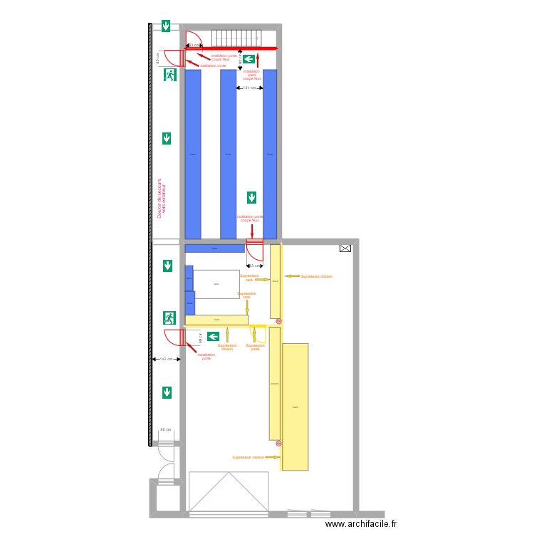 JACTAL SOUS SOL TRAVAUX INCENDIE. Plan de 7 pièces et 192 m2