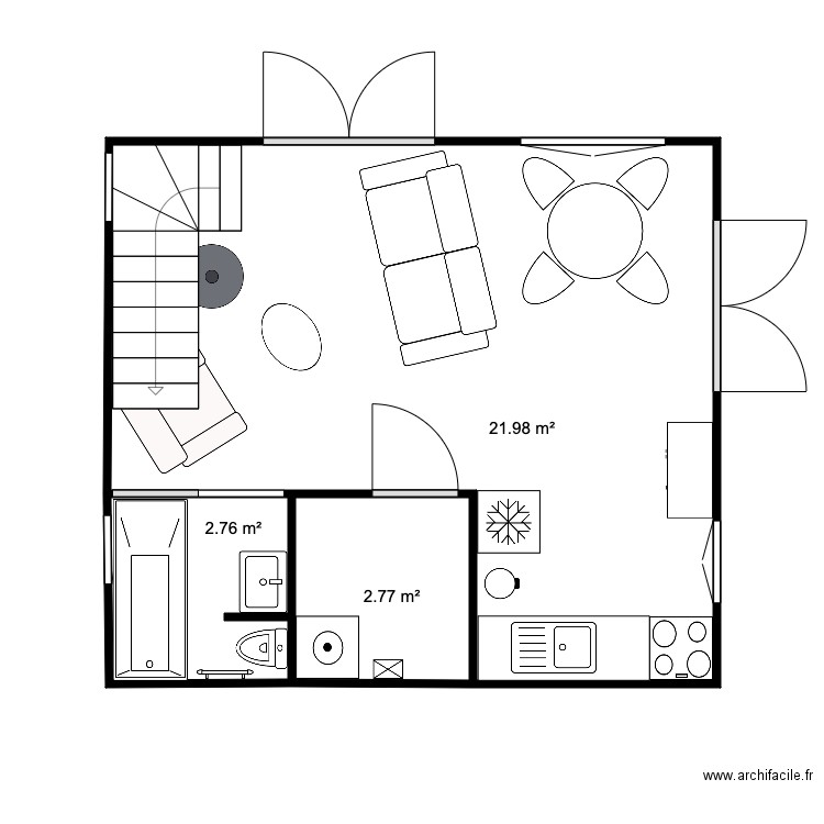 RDC Chalet 28 m2 Test 5. Plan de 0 pièce et 0 m2