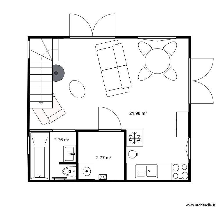 RDC Chalet 28 m2 Test 5. Plan de 0 pièce et 0 m2