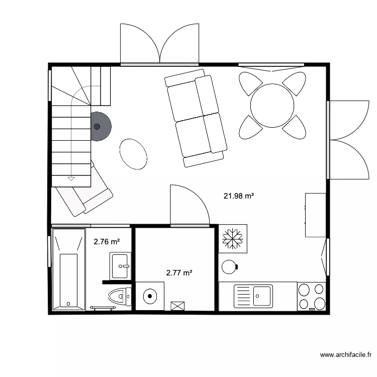 RDC Chalet 28 m2 Test 5. Plan de 