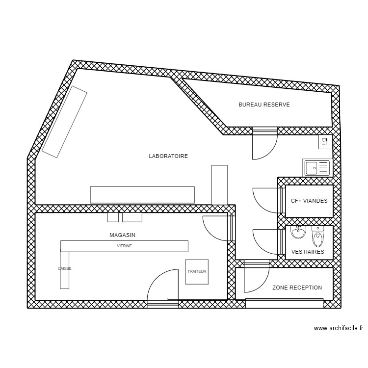 BOUCHERIE PONT NEUF. Plan de 6 pièces et 60 m2