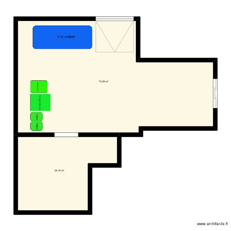 Local bray 3. Plan de 2 pièces et 98 m2