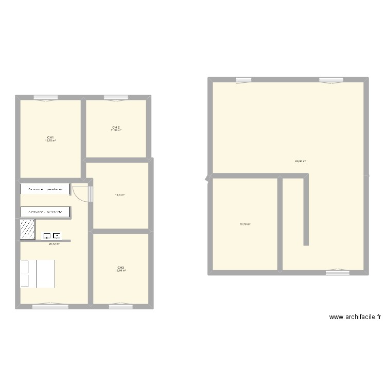 cantep. Plan de 7 pièces et 169 m2