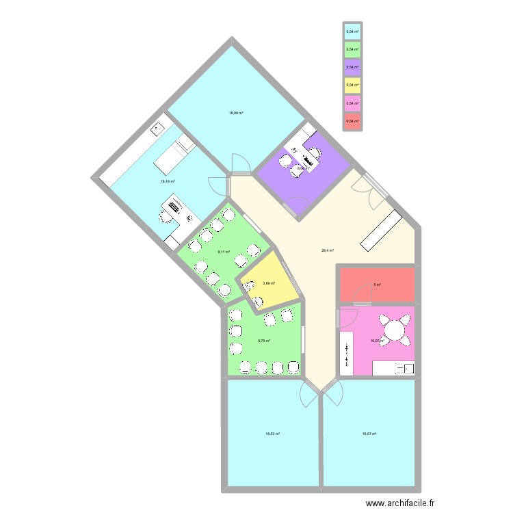 Maison médicale 2. Plan de 17 pièces et 152 m2