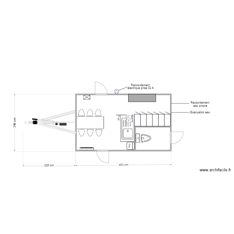 BVR 018. Plan de 2 pièces et 9 m2